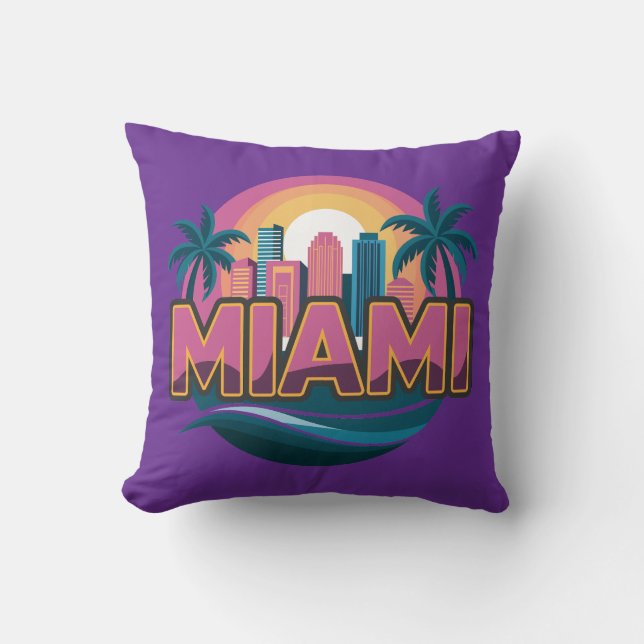 Miami Florida United States Throw Pillow (Front)