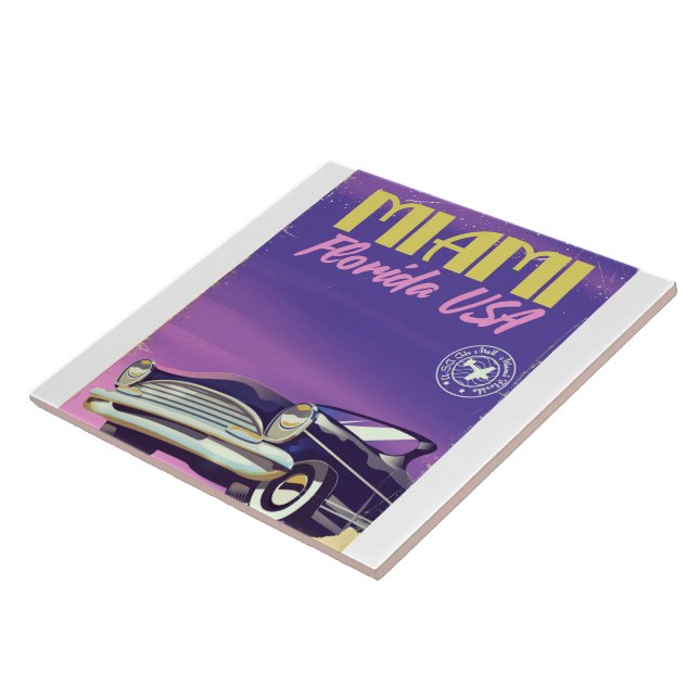 Miami Florida USA vintage poster Tile (Side)