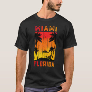 Miami Florida Vacation Retro Sunset Tropical Hawai T-Shirt