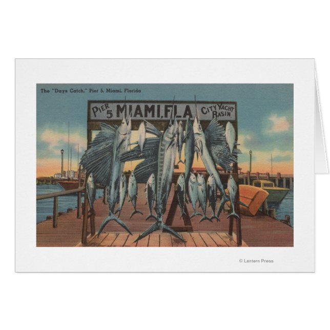 Miami, Florida - View of Pier 5 with Caught Fish (Front Horizontal)