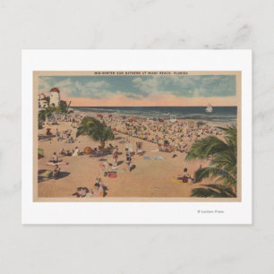 Miami, Florida - View of Sunbathers at Miami Postcard
