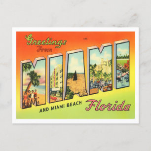 Miami, Florida Vintage Big Letters Postcard