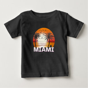 Miami Florida Vintage Palm Trees Summer Beach Baby T-Shirt