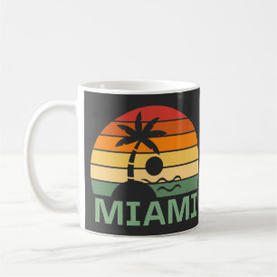 Miami Florida Vintage Palm Trees Summer Beach Coffee Mug