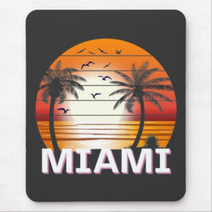 Miami Florida Vintage Palm Trees Summer Beach Mouse Pad