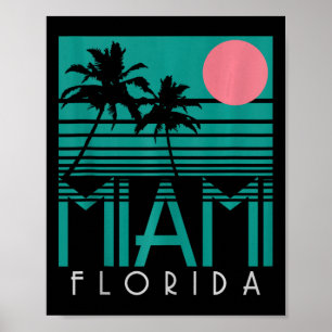 Miami Florida Vintage Retro Palm Trees Beach Summe Poster