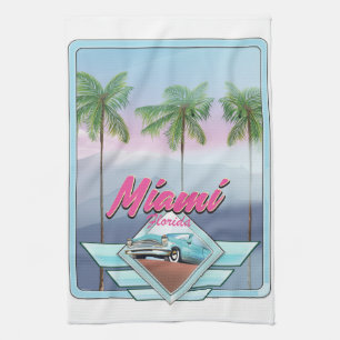Miami Florida Vintage travel poster Kitchen Towel