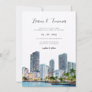 Miami Florida Watercolor Palm Beach Invitation