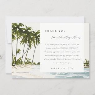 Miami Florida Watercolor Palm Landscape Wedding Thank You Card