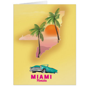 Miami Floride carte illustrée affiche