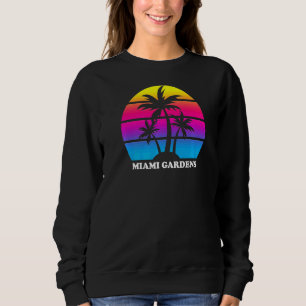 Miami Gardens Florida Retro Palm Tree Sunset Vacat Sweatshirt