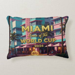 Miami Home World Cup 2026 ArtDeco Soccer Night Accent Pillow