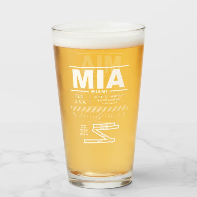 Miami International Airport MIA Glass (Front Filled)