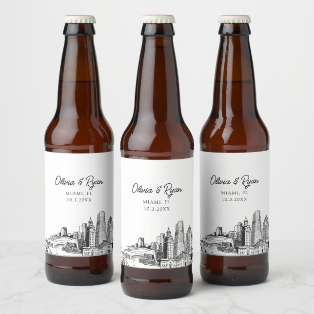 Miami Landmarks Personalized Beer Label (Bottles)