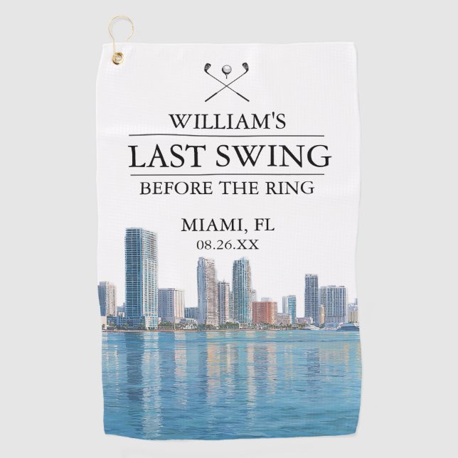 Miami Last Swing Before the Ring Bachelor Golf Towel (Front)