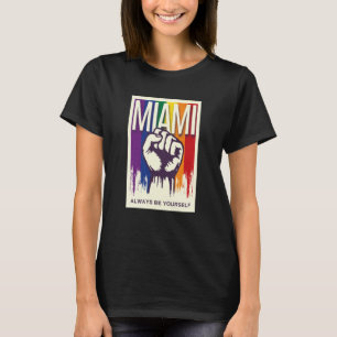 Miami LGBTQ Pride Rainbow Flag Resist Fist Proud L T-Shirt