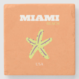 Miami, Miami Beach, Florida, Preppy, Orange Stone Coaster