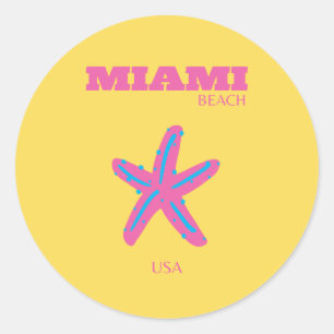 Miami, Miami Beach, Travel Art Classic Round Sticker