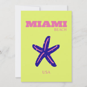 Miami, Miami Beach, Travel Art, Preppy Holiday Card