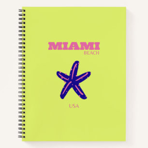 Miami, Miami Beach, Travel Art, Preppy Notebook