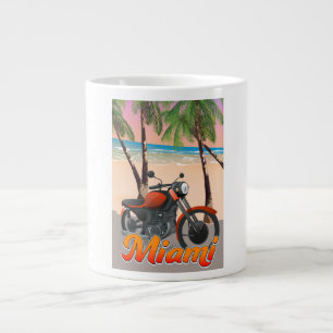 Miami Motorbike travel poster Large Coffee Mug