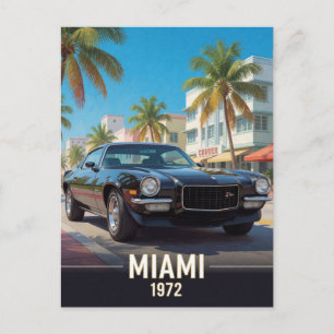 Miami Muscle Car Road Trip 1972 Florida Postcard