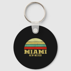 Miami New Mexico Vintage Retro Sunset Keychain