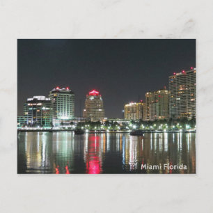 Miami Night Skyline Postcard