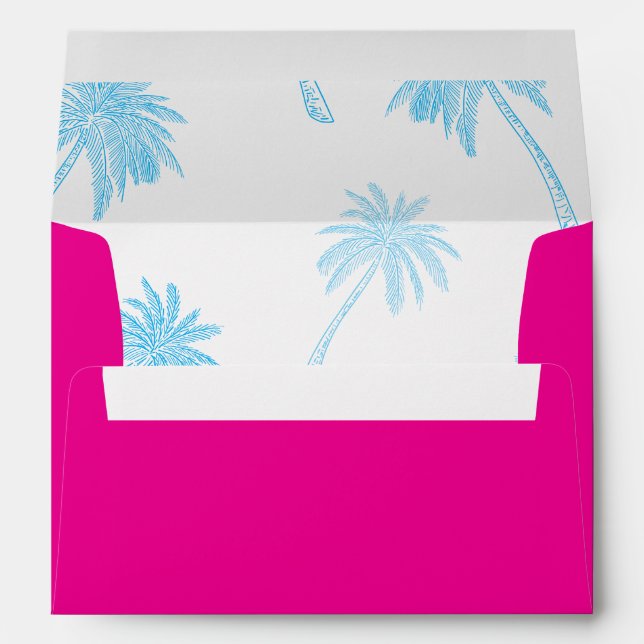 Miami Nights Blue Palm Trees Envelope (Back (Bottom))