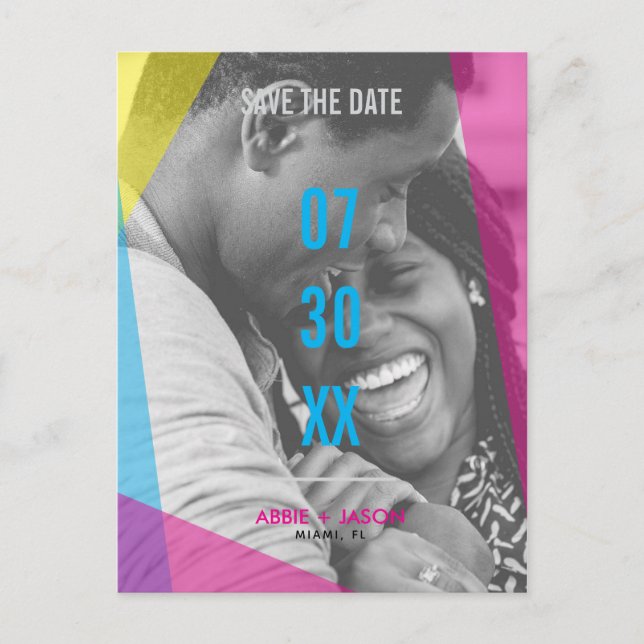 Miami Nights Save The Date Photo Postcard (Front)