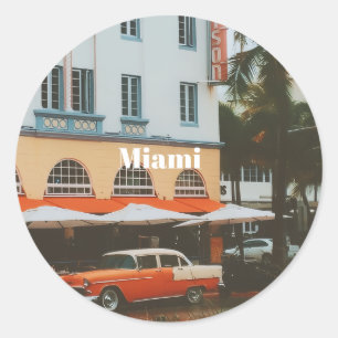 Miami Ocean Drive Travel Souvenir Classic Round Sticker