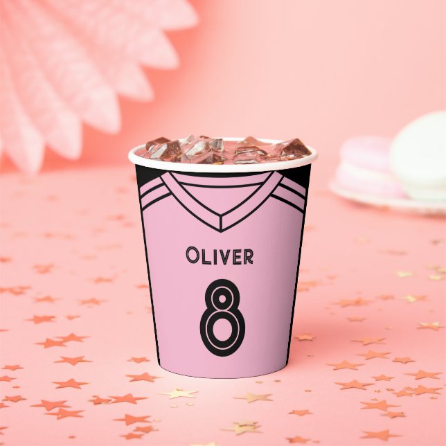 Miami Pink and Black Soccer Birthday Party  Paper Cups (Insitu)