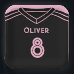 Miami Pink and Black Soccer Party Birthday  Paper Plate<br><div class="desc">Celebrate in style with this trendy pink and black Miami soccer party theme!</div>