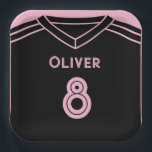 Miami Pink and Black Soccer Party Birthday  Paper Plate<br><div class="desc">Celebrate in style with this trendy pink and black Miami soccer party theme!</div>