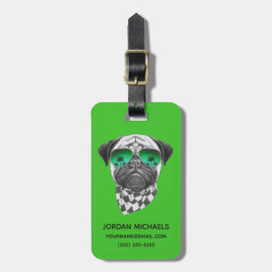 Miami Pug Add Your Name Luggage Tag