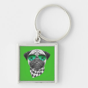 Miami Pug Keychain