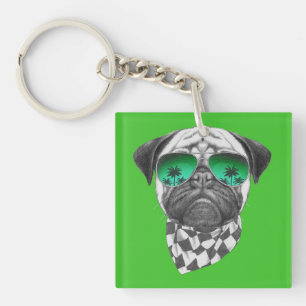 Miami Pug Keychain