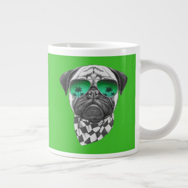 Miami Pug Large Coffee Mug (Right)