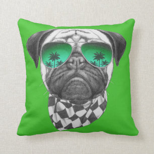Miami Pug Throw Pillow