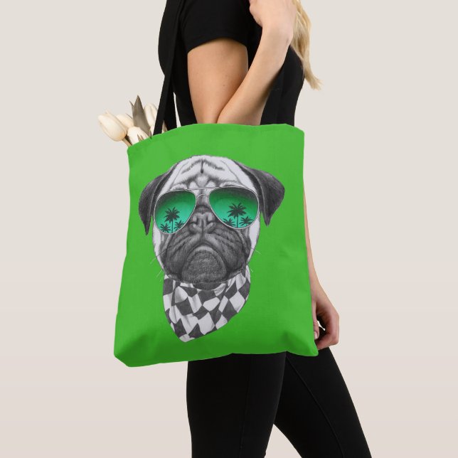 Miami Pug Tote Bag (Close Up)