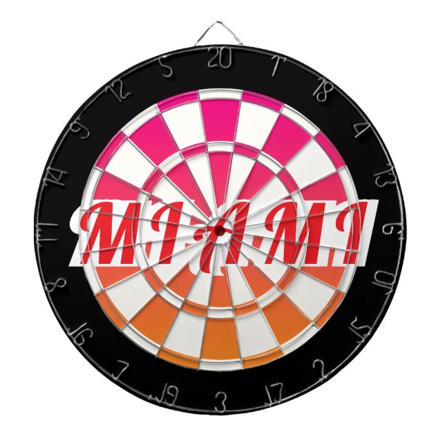 MIAMI Red text on Pink Orange Black And White Dartboard (Front)