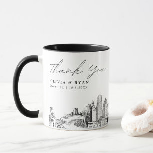 Miami Sketch Simple Custom Wedding Coffee Mug