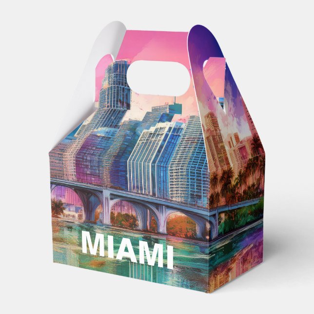 Miami Skyline Abstract Art Favor Box (Front Side)