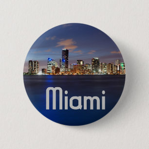 Miami Skyline at Dusk 2 Inch Round Button