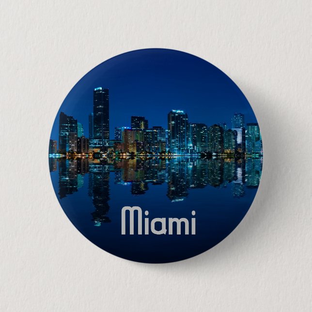 Miami Skyline at Dusk 2 Inch Round Button (Front)