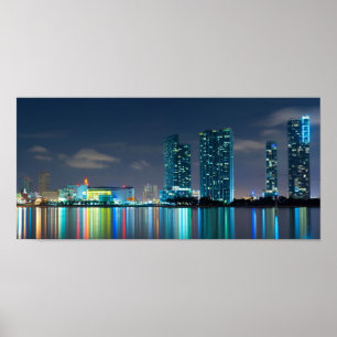 Miami skyline at dusk Poster