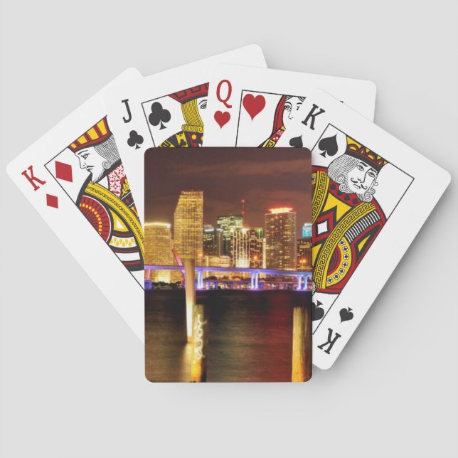 Miami skyline at night, Florida Playing Cards (Back)