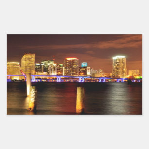 Miami skyline at night, Florida Sticker