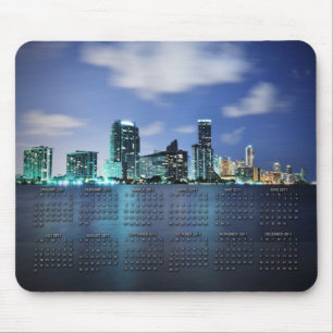 Miami skyline at night with 2011 calendar mouse pad