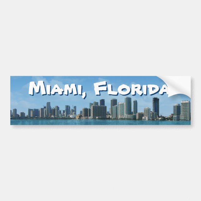 Miami Skyline Bumper Sticker (Front)